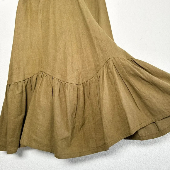 Jen's Pirate Booty Night Bird Mini Smocked Green Linen Blend Dress Size XS - Picture 5 of 10